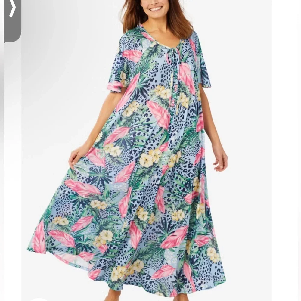 Only Necessities | Women's Floral Paradise Lounger Maxi‎ Dress | Size 18/20